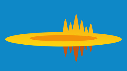 Abstract representation of a vibrant yellow sound wave against a blue background for screen use.