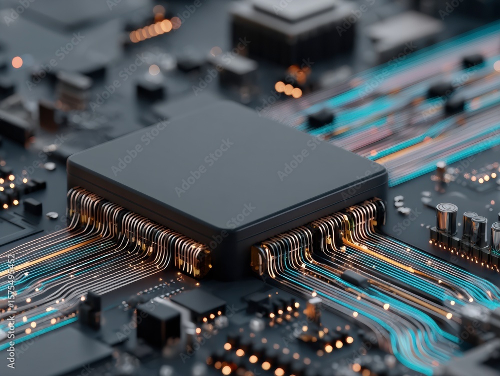 Poster digital core: this captivating image showcases a detailed view of a central processing unit, reveali