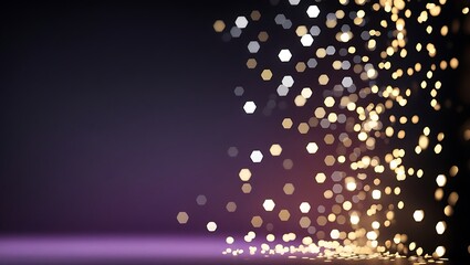 Glowing abstract purple light background with bokeh and sparkling particles