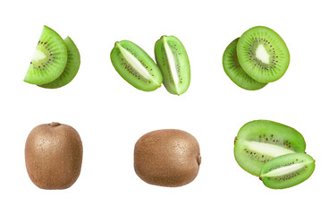 kiwi fruit assortment, isolated on transparent background