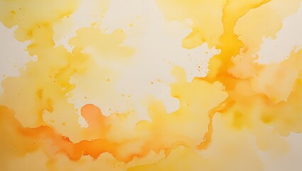 Abstract yellow watercolor background with splashes and artistic texture