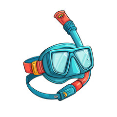 Cartoonish teal scuba mask and snorkel