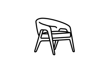 minimalist chair line simple logo design icon, furniture, interior, element design illustration template isolated on white background.