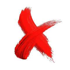 Bold red X with paintbrush strokes