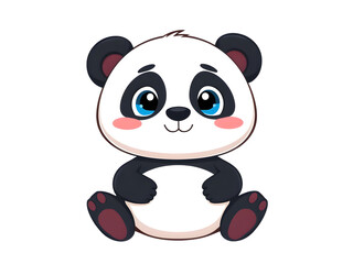 Obraz premium Cute cartoon panda bear sitting on a transparent or white background. Ideal for tattoos, print on demand products, wall art, wallpaper, and stickers.