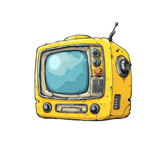 Cartoon vintage yellow TV