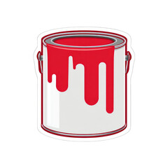 Red paint can with dripping paint