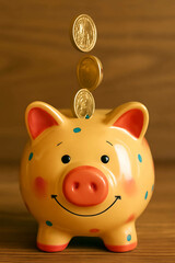 piggy bank and coin
