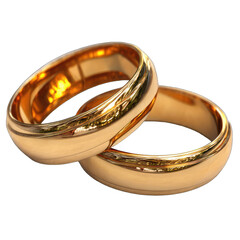 Two golden wedding rings overlap