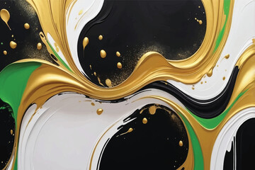 Abstract black, gold oil acrylic painting background wallpaper backdrop.