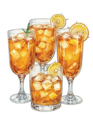 Refreshing Iced Tea with Lemon and Ice Cubes
