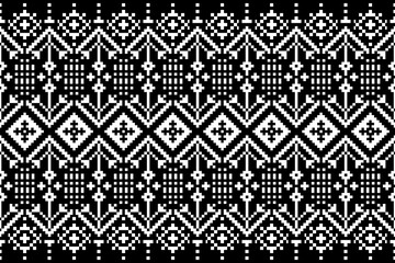 Ethnic geometric pixel art use simple shapes and patterns to create traditional and cultural design ,arabic pixel two tone black and white 