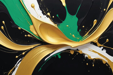 Abstract black, gold oil acrylic painting background wallpaper backdrop.