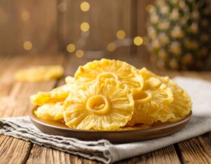 햇살 아래 건파인애플 조각 Dried Pineapple Slices in Natural Light