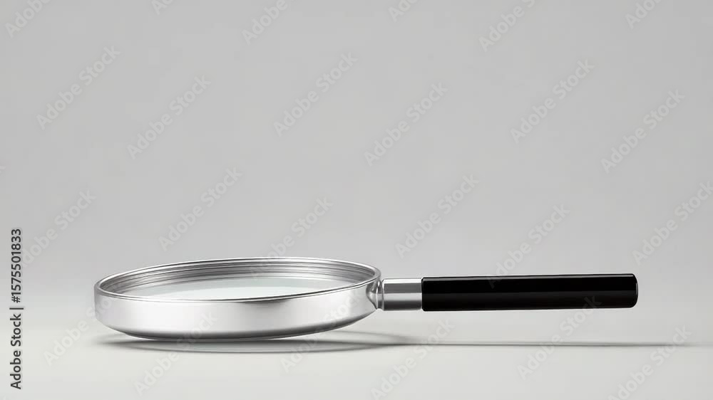Poster magnifying glass resting on gray background symbolizing searching and discovery