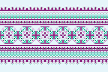 Geometric pixelated Arabic patterns on the fabric reflect the ornate and ethnicity,grid floral,grid colourful, backgrounds, seamless grid design for carpet,textile,textured,wallpaper,print,decorate