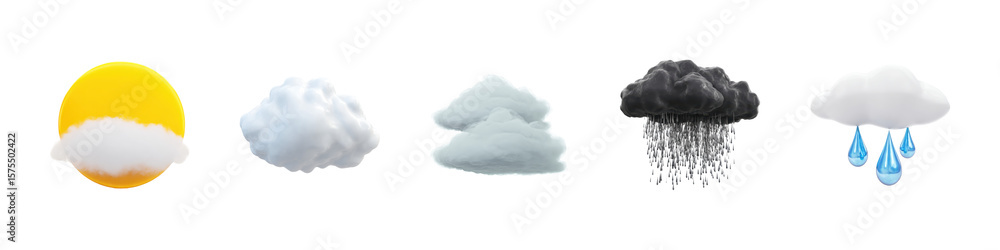 Poster weather icon set illustrating various conditions. meteorological symbols collection isolated on tran