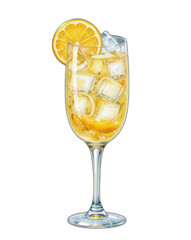 Refreshing Lemonade Cocktail with Ice and Lemon Slice