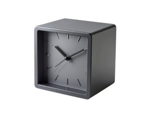 Simple yet stylish square table clock with a minimalist face, black hands, and a matt  