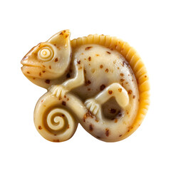 Chameleon Shaped Artisan Soap with Exfoliating Particles Isolated on Transparent Background

