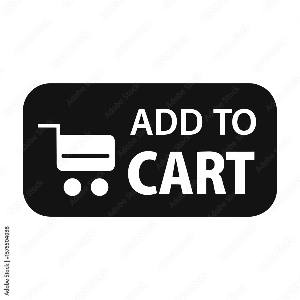 Aufkleber black rectangle button with add to cart text for online shopping and e commerce promotions