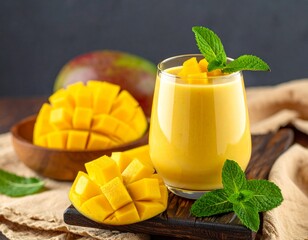 잘 익은 망고로 만든 상큼한 스무디 Refreshing Mango Smoothie with Ripe Mango