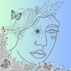 Naklejka premium Silhouette of Women with Flower
