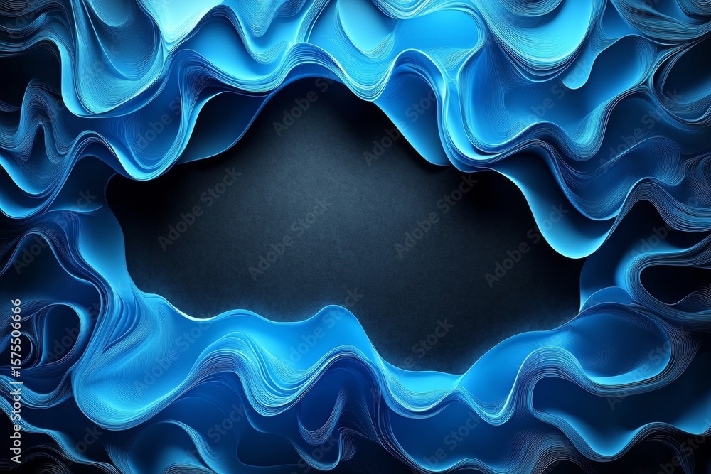 Poster dynamic and elegant blue circular waves design background for modern textures and digital displays