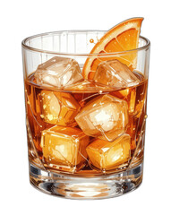 Refreshing Orange Cocktail with Ice and Slice