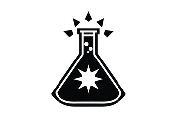 mad scientist flask vector icon