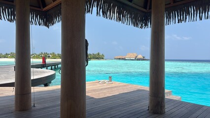 tropical beach with water villa