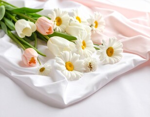 튤립과 데이지가 어우러진 봄의 정원 Spring Garden with Tulips and Daisies