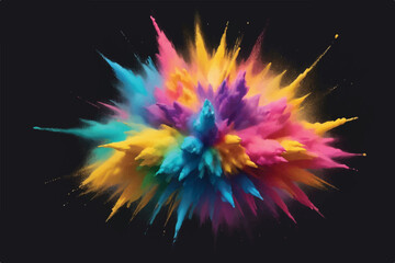 Rainbow dust powder explosion isolated background. 