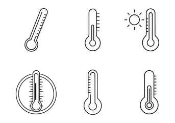 climate change thermometer icon line art vector illustration