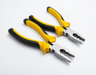 yellow and black Handled Pliers Set on White Background &ndash; Essential Electrician & DIY Tools