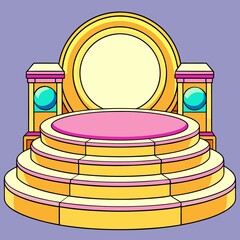 vector illustration of a podium with a gold medal