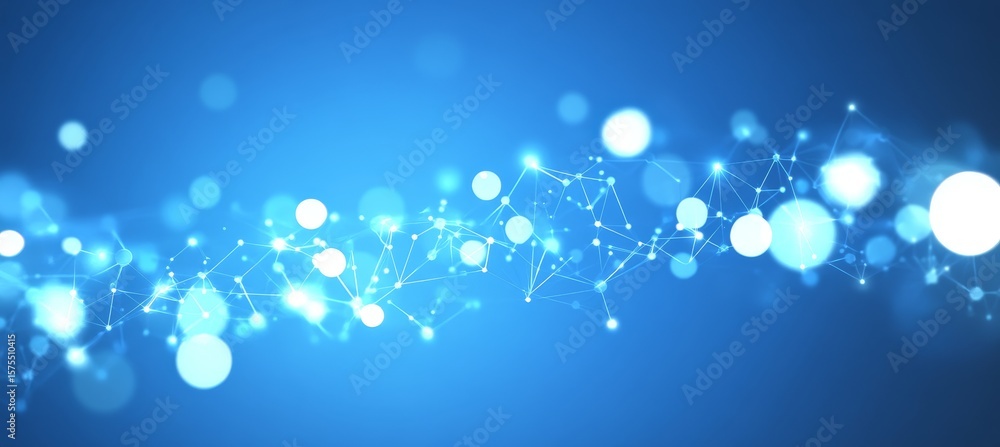 Poster abstract connections in deep blue network visuals with complex technology design elements