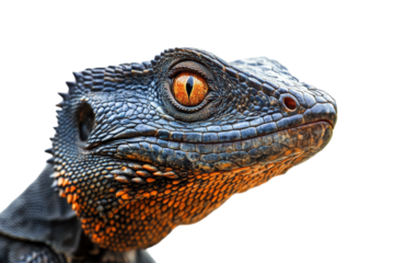 Colorful dragon lizard with orange-blue textured scales