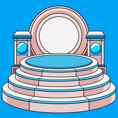 vector illustration of a podium with a gold medal