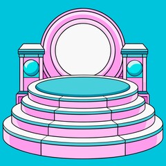 vector illustration of a podium with a gold medal