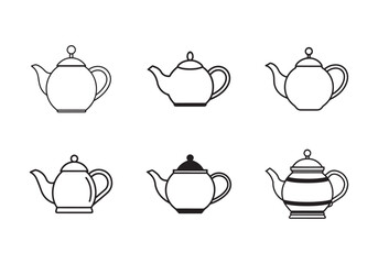 set of teapot icon line art vector illustration
