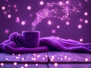 Magical Purple Mug Cozy Winter Drink Steam Lights
