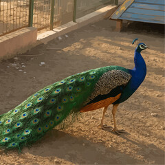 peacock with feathers out