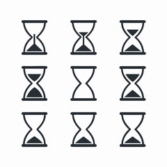 Sandglass icons demonstrate time passing, perfect for designs requiring time management, deadlines, or historical references.