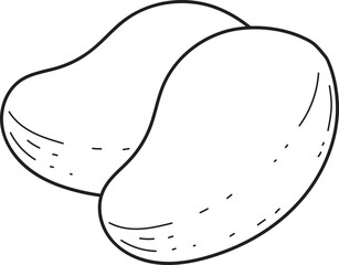 Line Art Duo of Tropical Mangos, Simple Sketch Style