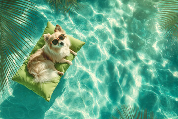 수영장의 강아지