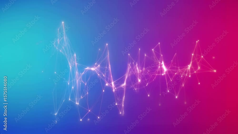 Poster abstract visual of interconnected nodes and lights in vibrant colors against a gradient background, 