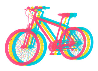 Fototapeta premium Black bicycle, side front view. Black leather saddle and handles. Png clipart isolated on transparent background