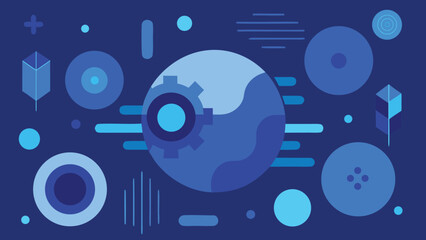 Abstract blue geometric elements forming modern techy composition on dark background