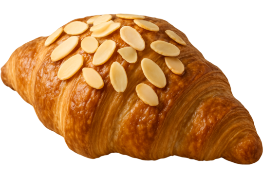Freshly baked croissants topped with sliced ​​almonds for extra crunch.